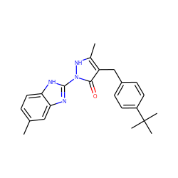 Cc1ccc2[nH]c(-n3[nH]c(C)c(Cc4ccc(C(C)(C)C)cc4)c3=O)nc2c1 ZINC000169320285