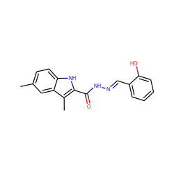 Cc1ccc2[nH]c(C(=O)N/N=C/c3ccccc3O)c(C)c2c1 ZINC000000551660