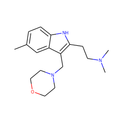 Cc1ccc2[nH]c(CCN(C)C)c(CN3CCOCC3)c2c1 ZINC000000098712