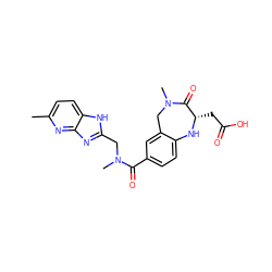 Cc1ccc2[nH]c(CN(C)C(=O)c3ccc4c(c3)CN(C)C(=O)[C@H](CC(=O)O)N4)nc2n1 ZINC000026936647