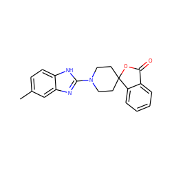 Cc1ccc2[nH]c(N3CCC4(CC3)OC(=O)c3ccccc34)nc2c1 ZINC000040379912