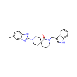 Cc1ccc2[nH]c(N3CCC4(CCCN(Cc5c[nH]c6ccccc56)C4=O)CC3)nc2c1 ZINC000096173202