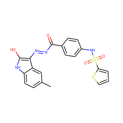 Cc1ccc2[nH]c(O)c(N=NC(=O)c3ccc(NS(=O)(=O)c4cccs4)cc3)c2c1 ZINC000253977866