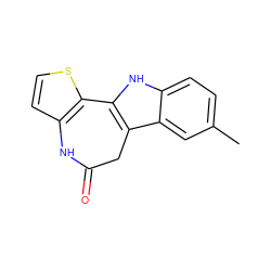 Cc1ccc2[nH]c3c(c2c1)CC(=O)Nc1ccsc1-3 ZINC000013532145