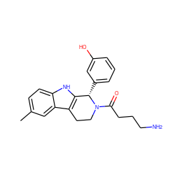 Cc1ccc2[nH]c3c(c2c1)CCN(C(=O)CCCN)[C@H]3c1cccc(O)c1 ZINC000034524478