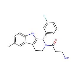 Cc1ccc2[nH]c3c(c2c1)CCN(C(=O)CCN)[C@H]3c1cccc(F)c1 ZINC000045337228