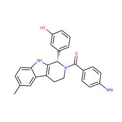 Cc1ccc2[nH]c3c(c2c1)CCN(C(=O)c1ccc(N)cc1)[C@H]3c1cccc(O)c1 ZINC000049863754