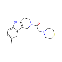 Cc1ccc2[nH]c3c(c2c1)CN(C(=O)CN1CCSCC1)CC3 ZINC000000509750