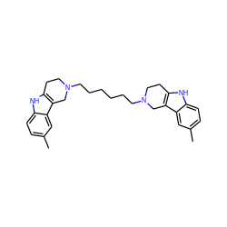 Cc1ccc2[nH]c3c(c2c1)CN(CCCCCCN1CCc2[nH]c4ccc(C)cc4c2C1)CC3 ZINC000205027149