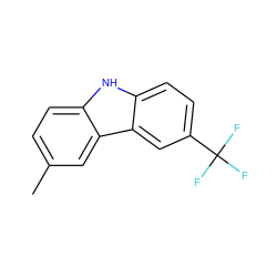 Cc1ccc2[nH]c3ccc(C(F)(F)F)cc3c2c1 ZINC000053314395