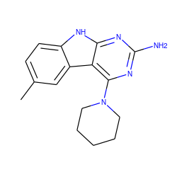 Cc1ccc2[nH]c3nc(N)nc(N4CCCCC4)c3c2c1 ZINC000221384424