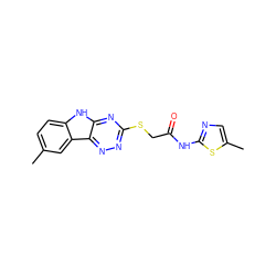 Cc1ccc2[nH]c3nc(SCC(=O)Nc4ncc(C)s4)nnc3c2c1 ZINC000005519401