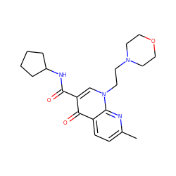 Cc1ccc2c(=O)c(C(=O)NC3CCCC3)cn(CCN3CCOCC3)c2n1 ZINC000036294943