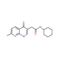 Cc1ccc2c(=O)c(CC(=O)NC3CCCCC3)c[nH]c2n1 ZINC000028527045