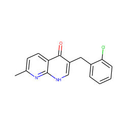 Cc1ccc2c(=O)c(Cc3ccccc3Cl)c[nH]c2n1 ZINC000028523446