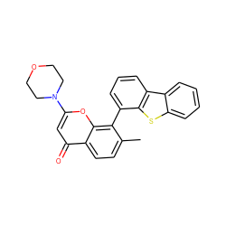 Cc1ccc2c(=O)cc(N3CCOCC3)oc2c1-c1cccc2c1sc1ccccc12 ZINC000202181560