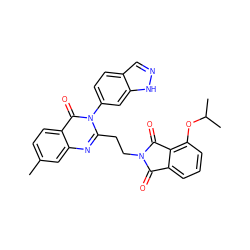 Cc1ccc2c(=O)n(-c3ccc4cn[nH]c4c3)c(CCN3C(=O)c4cccc(OC(C)C)c4C3=O)nc2c1 ZINC000089197288