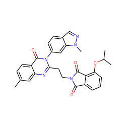 Cc1ccc2c(=O)n(-c3ccc4cnn(C)c4c3)c(CCN3C(=O)c4cccc(OC(C)C)c4C3=O)nc2c1 ZINC000113767551