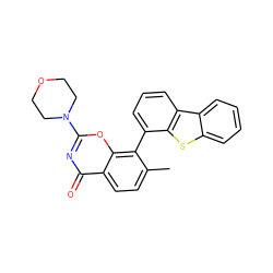 Cc1ccc2c(=O)nc(N3CCOCC3)oc2c1-c1cccc2c1sc1ccccc12 ZINC001772640727