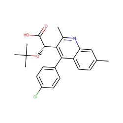 Cc1ccc2c(-c3ccc(Cl)cc3)c([C@H](OC(C)(C)C)C(=O)O)c(C)nc2c1 ZINC000139422760