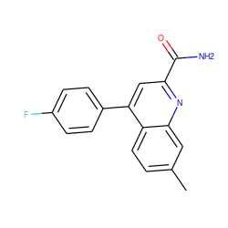 Cc1ccc2c(-c3ccc(F)cc3)cc(C(N)=O)nc2c1 ZINC000220610949