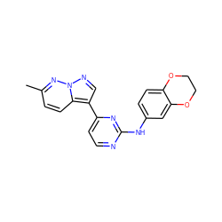 Cc1ccc2c(-c3ccnc(Nc4ccc5c(c4)OCCO5)n3)cnn2n1 ZINC000013582646