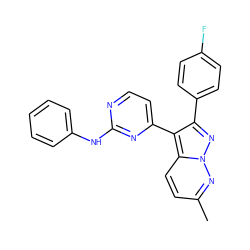 Cc1ccc2c(-c3ccnc(Nc4ccccc4)n3)c(-c3ccc(F)cc3)nn2n1 ZINC000013582752