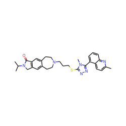 Cc1ccc2c(-c3nnc(SCCCN4CCc5cc6c(cc5CC4)C(=O)N(C(C)C)C6)n3C)cccc2n1 ZINC000029127465