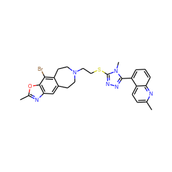 Cc1ccc2c(-c3nnc(SCCN4CCc5cc6nc(C)oc6c(Br)c5CC4)n3C)cccc2n1 ZINC000029127169