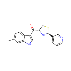 Cc1ccc2c(C(=O)[C@@H]3CS[C@@H](c4cccnc4)N3)c[nH]c2c1 ZINC000013737450