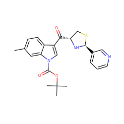 Cc1ccc2c(C(=O)[C@@H]3CS[C@@H](c4cccnc4)N3)cn(C(=O)OC(C)(C)C)c2c1 ZINC000013737553