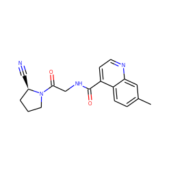 Cc1ccc2c(C(=O)NCC(=O)N3CCC[C@H]3C#N)ccnc2c1 ZINC000169312161