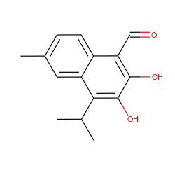 Cc1ccc2c(C=O)c(O)c(O)c(C(C)C)c2c1 ZINC000006522978