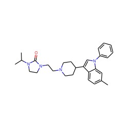 Cc1ccc2c(C3CCN(CCN4CCN(C(C)C)C4=O)CC3)cn(-c3ccccc3)c2c1 ZINC000013731183