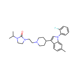 Cc1ccc2c(C3CCN(CCN4CCN(C(C)C)C4=O)CC3)cn(-c3ccccc3F)c2c1 ZINC000013731187