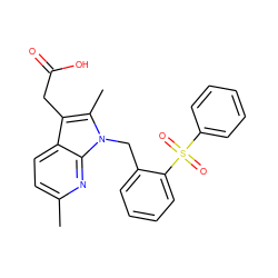 Cc1ccc2c(CC(=O)O)c(C)n(Cc3ccccc3S(=O)(=O)c3ccccc3)c2n1 ZINC000653739161