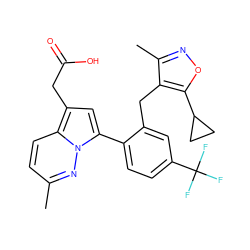 Cc1ccc2c(CC(=O)O)cc(-c3ccc(C(F)(F)F)cc3Cc3c(C)noc3C3CC3)n2n1 ZINC000208719443