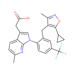 Cc1ccc2c(CC(=O)O)cn(-c3ccc(C(F)(F)F)cc3Cc3c(C)noc3C3CC3)c2n1 ZINC000208704367