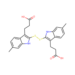 Cc1ccc2c(CCC(=O)O)c(SSc3[nH]c4cc(C)ccc4c3CCC(=O)O)[nH]c2c1 ZINC000013832600