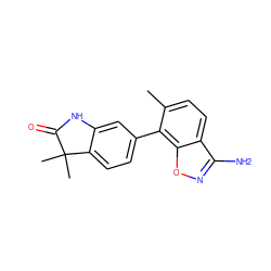 Cc1ccc2c(N)noc2c1-c1ccc2c(c1)NC(=O)C2(C)C ZINC000073161504