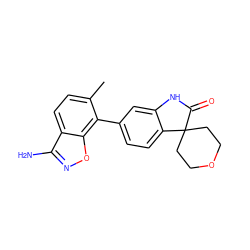 Cc1ccc2c(N)noc2c1-c1ccc2c(c1)NC(=O)C21CCOCC1 ZINC000073161508