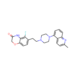 Cc1ccc2c(N3CCN(CCc4ccc5c(c4F)NC(=O)CO5)CC3)cccc2n1 ZINC000038900466