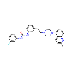 Cc1ccc2c(N3CCN(CCc4cccc(NC(=O)Nc5cccc(F)c5)c4)CC3)cccc2n1 ZINC000066252467