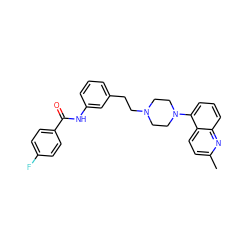 Cc1ccc2c(N3CCN(CCc4cccc(NC(=O)c5ccc(F)cc5)c4)CC3)cccc2n1 ZINC000066259964