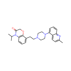 Cc1ccc2c(N3CCN(CCc4cccc5c4OCC(=O)N5C(C)C)CC3)cccc2n1 ZINC000040894452