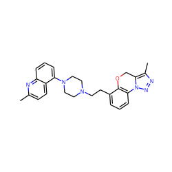 Cc1ccc2c(N3CCN(CCc4cccc5c4OCc4c(C)nnn4-5)CC3)cccc2n1 ZINC000064499114