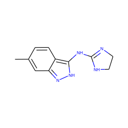 Cc1ccc2c(NC3=NCCN3)[nH]nc2c1 ZINC000066156772