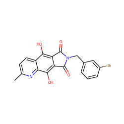 Cc1ccc2c(O)c3c(c(O)c2n1)C(=O)N(Cc1cccc(Br)c1)C3=O ZINC000013612227