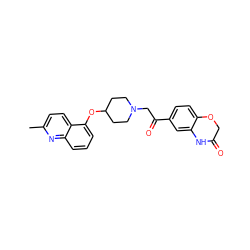 Cc1ccc2c(OC3CCN(CC(=O)c4ccc5c(c4)NC(=O)CO5)CC3)cccc2n1 ZINC000084811006