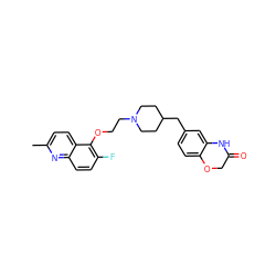 Cc1ccc2c(OCCN3CCC(Cc4ccc5c(c4)NC(=O)CO5)CC3)c(F)ccc2n1 ZINC000028887242